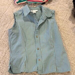 Doncaster Sleeveless Striped Button-Front Top - Blue & Brown